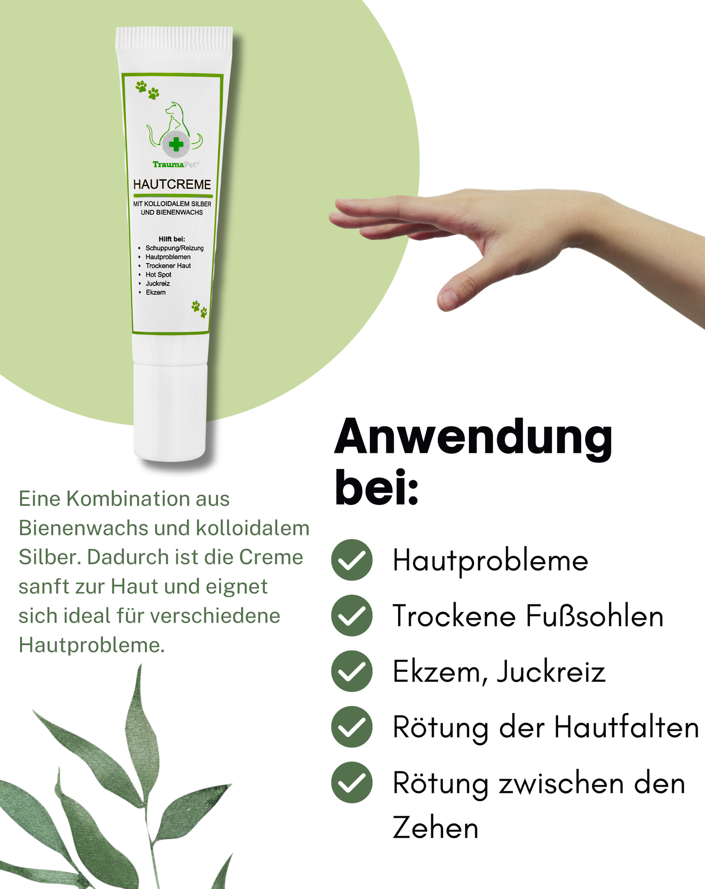 TraumaPet Hautcreme mit kolloidalem Silber und Bienenwachs | Für Tiere