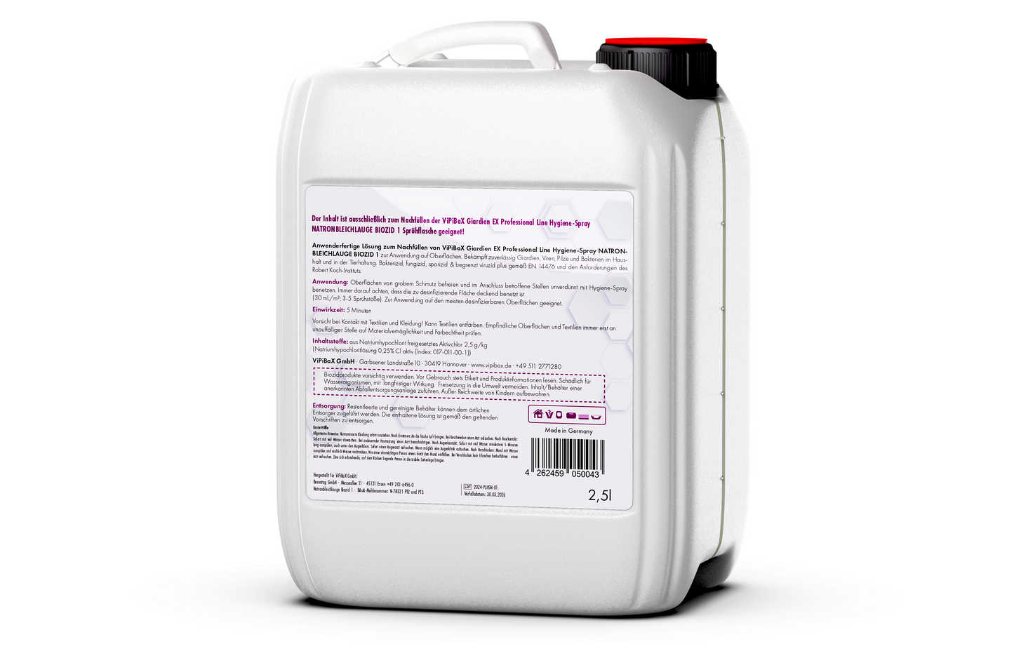 ViPiBaX Giardien EX® Hygiene-Spray Nachfüllpack Professional Line Natronbleichlauge Biozid 1